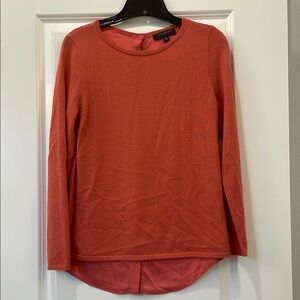 Ann Taylor Women's Dark Coral Sweater with Button Back Detail